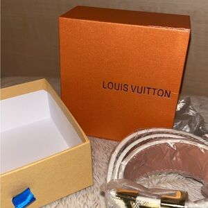 Louis Vuitton White Belt with Gold Clasp